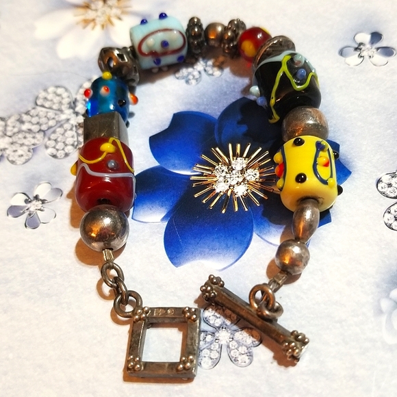 GORGEOUS Silpada Sterling Lampwork Glass Bracelet - Picture 6 of 7